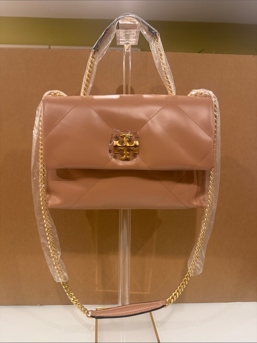 Tory Burch Quilted Shoulder Bag in Blush with Gold Hardware